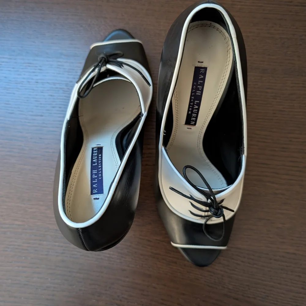 RALPH LAUREN PURPLE LABEL Katia/Spectator Heels W/DUST BAG. - Picture 16 of 16